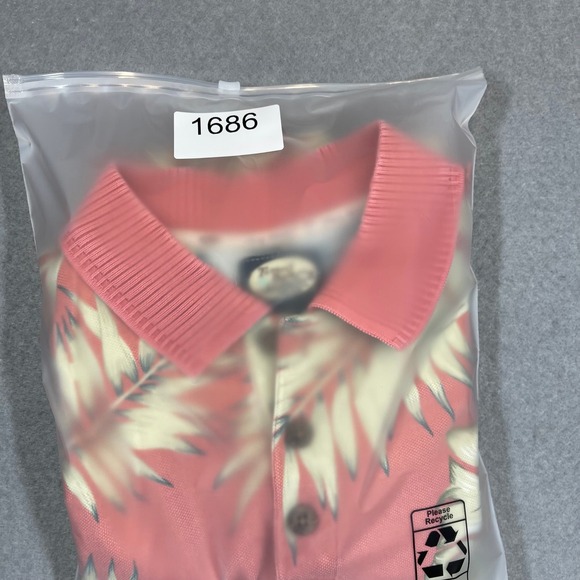 VTG Tommy Bahama Polo Shirt Men Medium Coral Floral Print Hawaiian Cotton Island - Picture 10 of 10